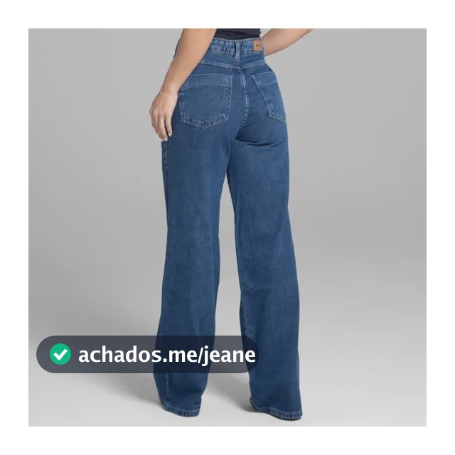 Jeans Sawary Feminina Calca Wide Leg_281762 Índigo Liso 42