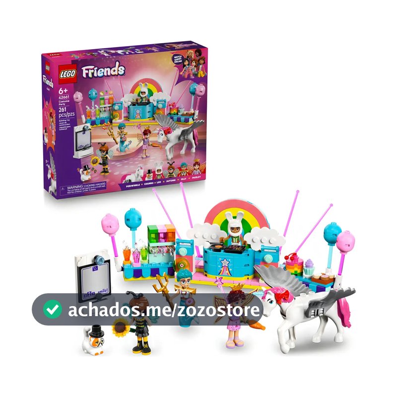 LEGO® Friends Unicorn and Fairy Costume Party 42661; brinquedo para meninas; inclui 4 minipersonagens com fantasias e 2 figuras de animais; jogo criativo; 6 ou mais