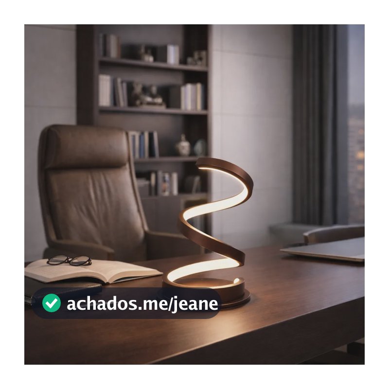 Luminária Abajur De Mesa 10w Espiral Moderna Café