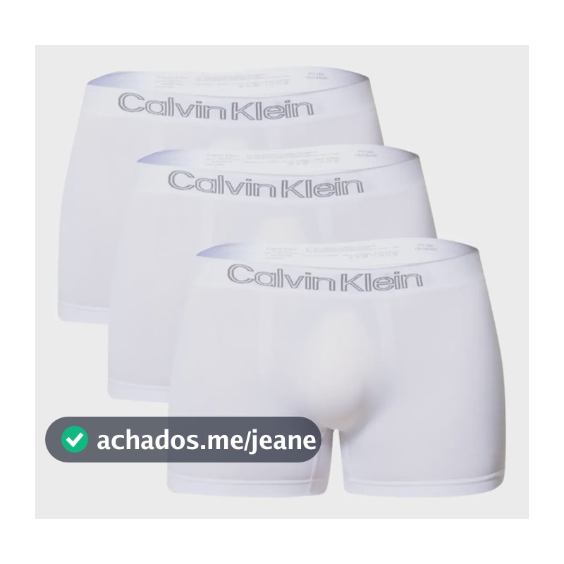 Kit 3 Cuecas Low Rise Trunk Sem Costura Calvin Klein 0900 Branco 2 M