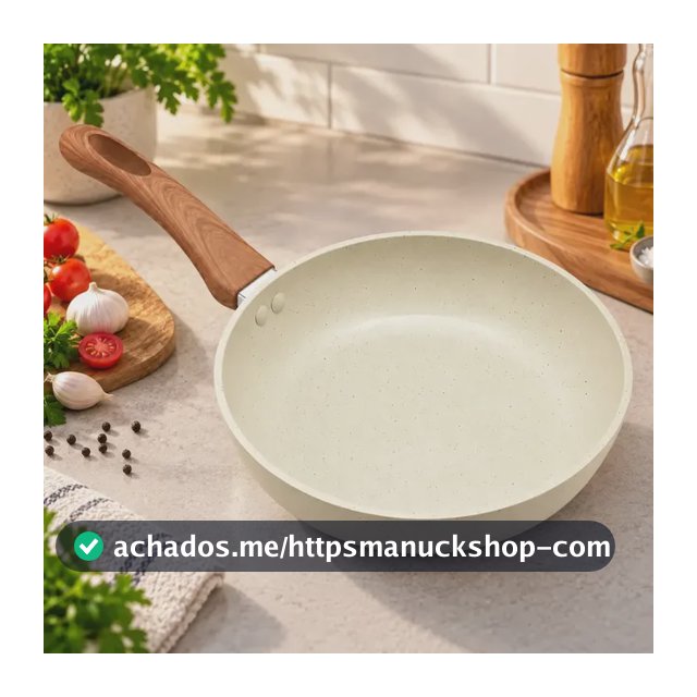 Frigideira Cerâmica Antiaderente Fogão Cooktop Indução Gás Bege 20cm