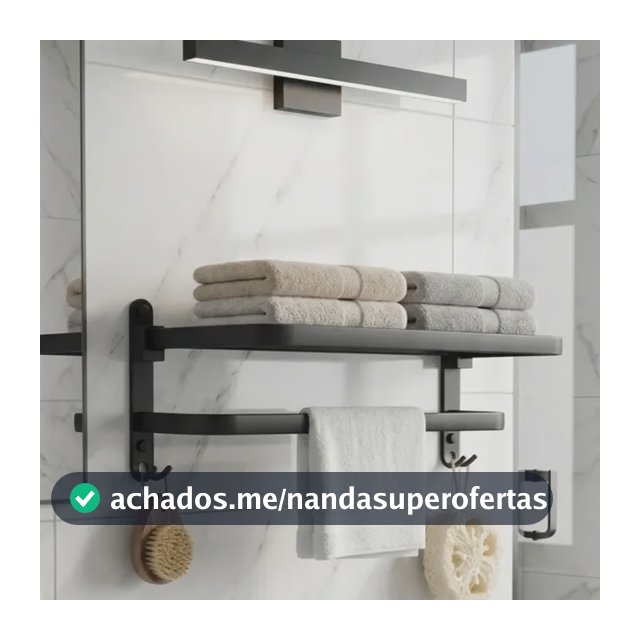 Suporte Porta Toalha Toalheiro Dobrável Banheiro Preto 47cm Preto