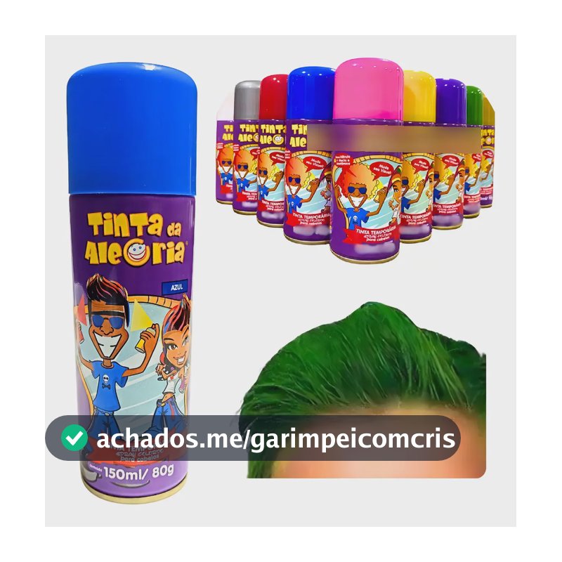 Tinta Cabelo Colorida Spray Carnaval Lavável 150ml Festas (Vermelha, Branca ou amarela)