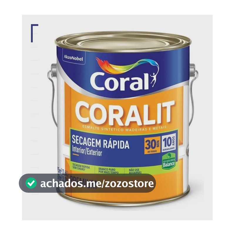 Tinta Esmalte Base Água Coralit Zero Branco 3,6ml - Coral Acabamento Acetinado 3,6 Ml