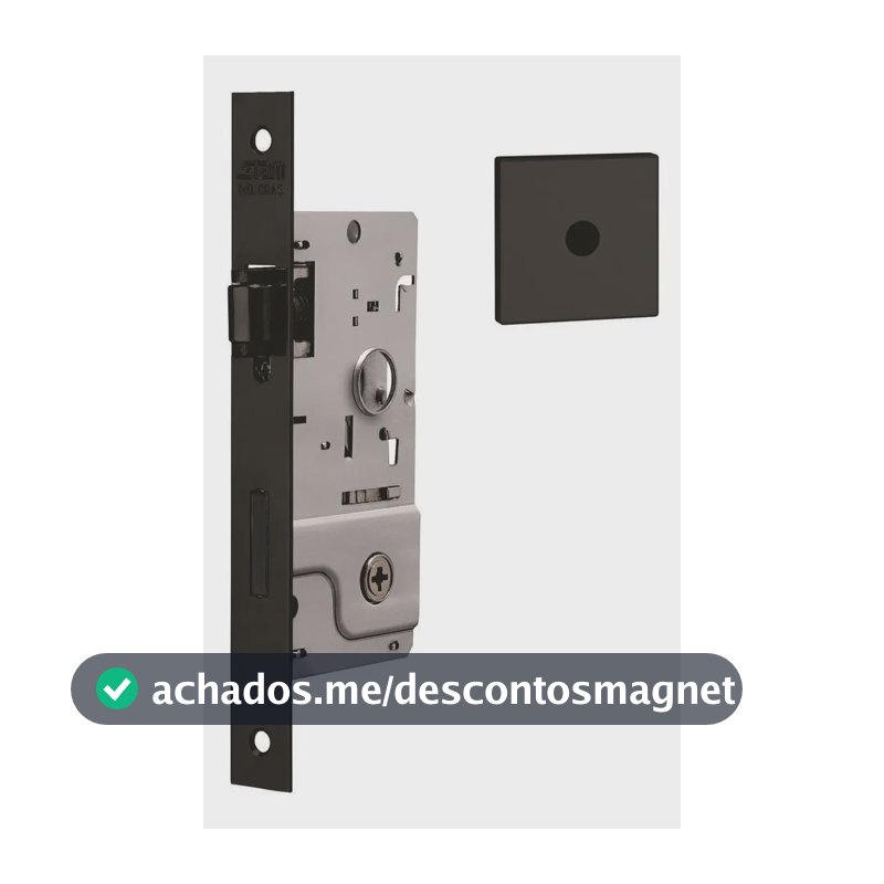 Fechadura Stam 800 de Rolete Para Porta Pivotante, Com Tetra Chave e Acabamento Fosco Preto