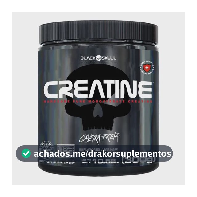 Creatina Monohidratada Pura Black Skull Pura 300g - 100% Monoidratada Em Pó Sem Sabor X 300g