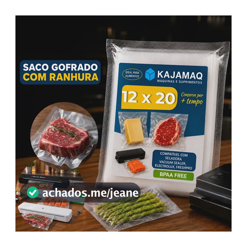 Saco Gofrado A Vácuo  12x20 Embalagem Ranhuras  100 Unidades