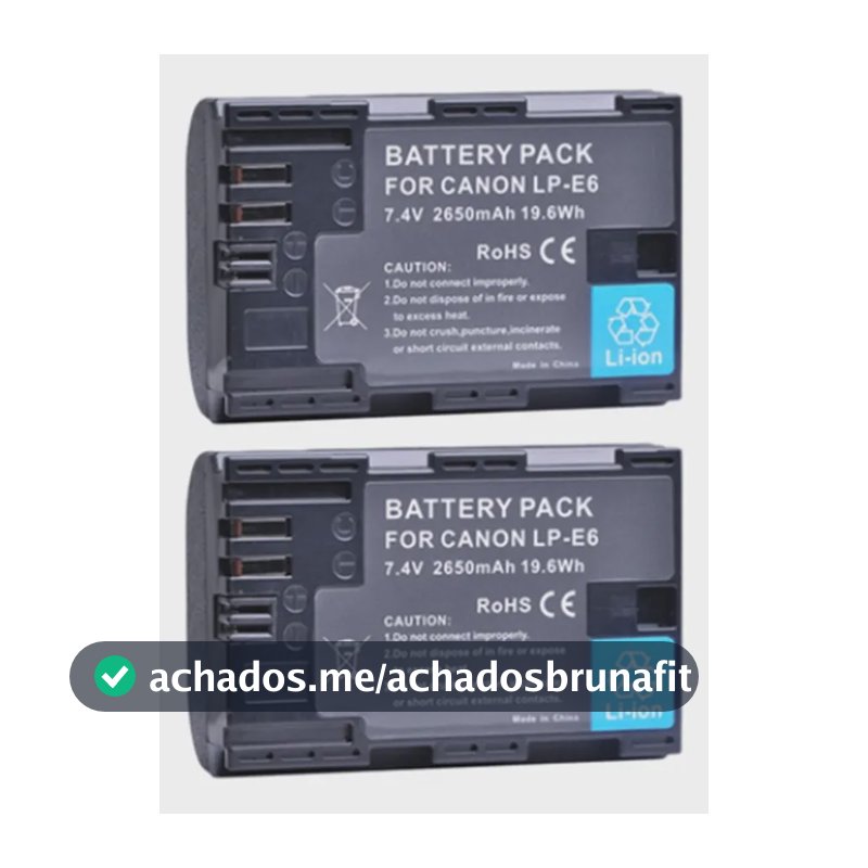 Kit 2x Bat Lpe6 P/ Canon R7 R6 R5 6d 90d 2650mah Fotografo E