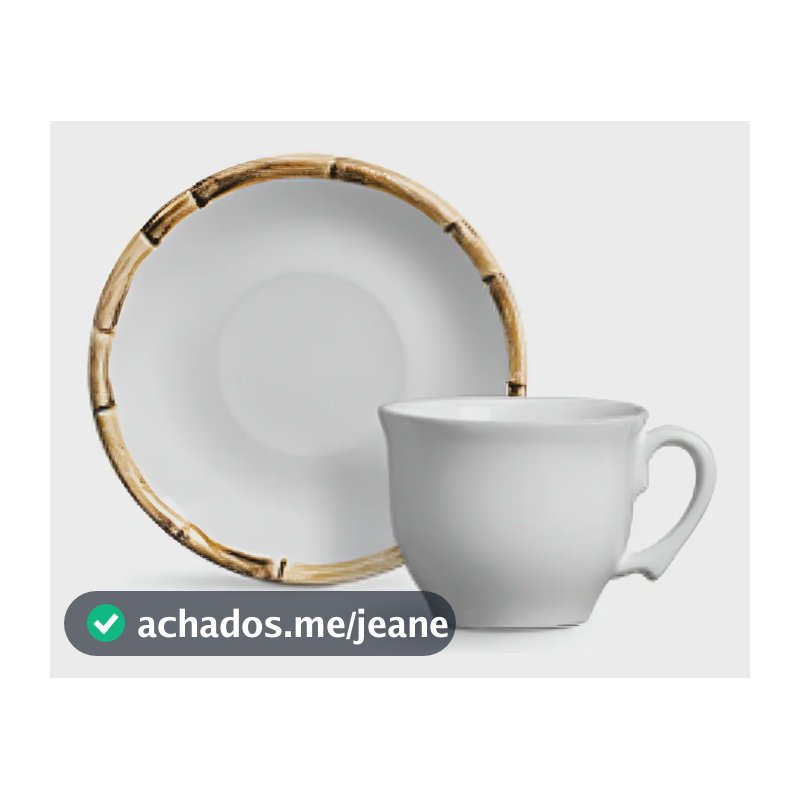 Jogo 6 Xícaras De Chá Com Pires Cerâmica Scalla Bambu 200ml