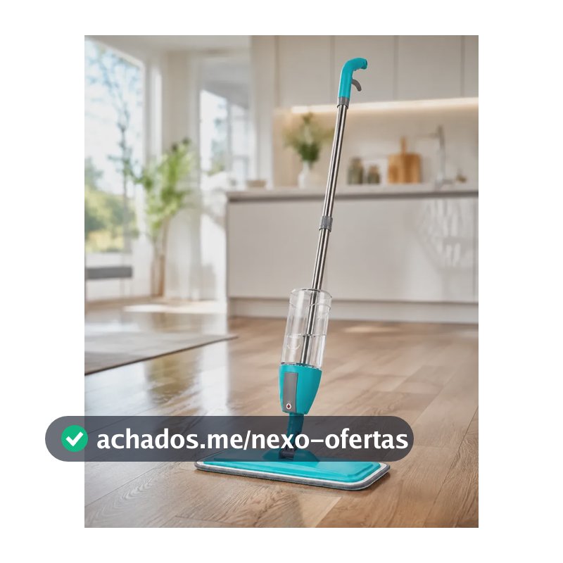 Mop Spray 360° Reservatório 400ml + Refil Microfibra Piso Verde