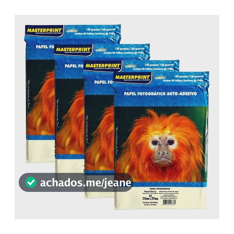 Papel Fotográfico Adesivo Glossy 130g A4 Masterprint 200 Folhas Branco