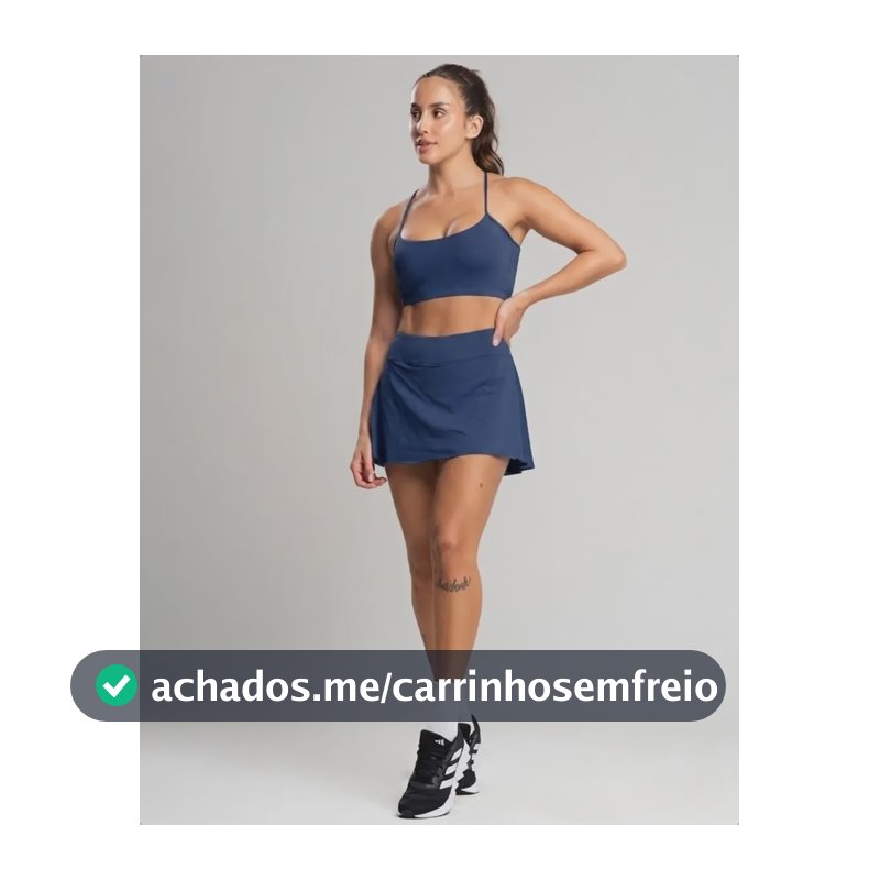 Conjunto Feminino Beach Tennis Short Saia Top Fitness Treino Azul M