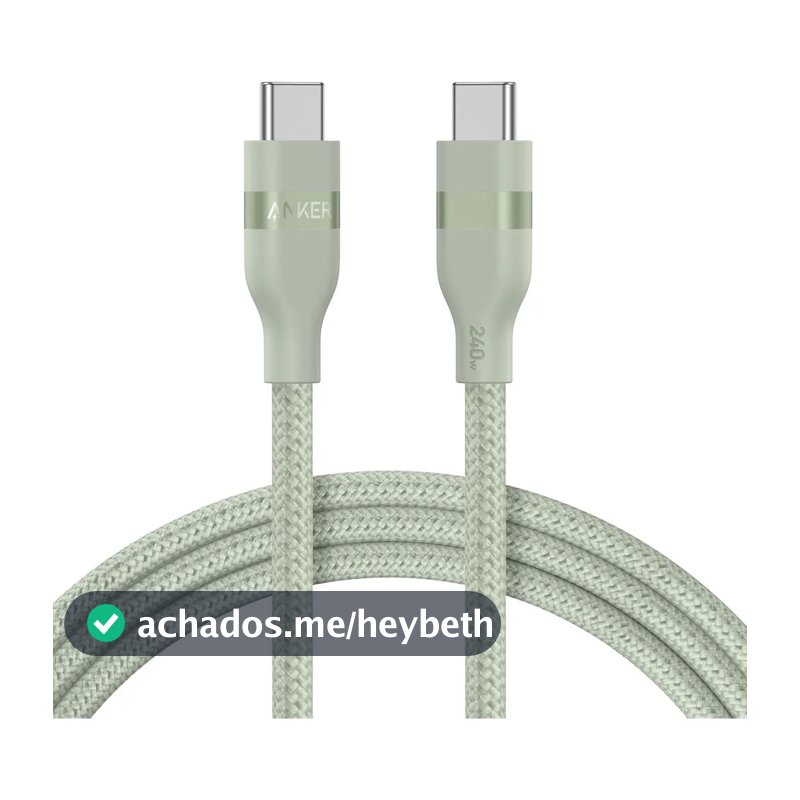 Cabo Usb C Celular Anker Nano 240w Carregador Turbo 0.9m Cor Verde-claro