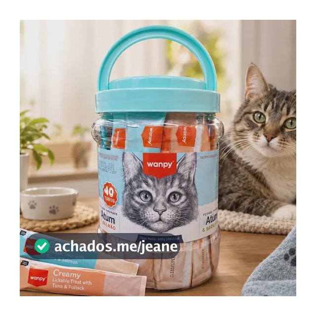 Petisco Gatos Wanpy Creamy 40un 560g Atum Salmão Bacalhau