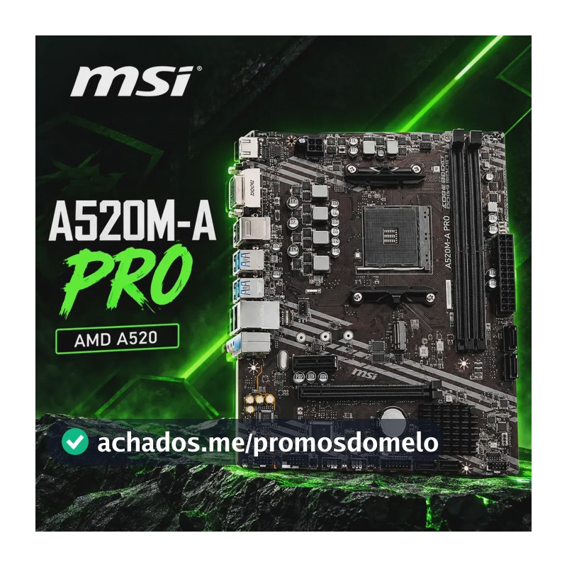 Placa-mãe Msi A520m-a Pro Am4 Matx Ddr4 Hdmi Dvi M.2