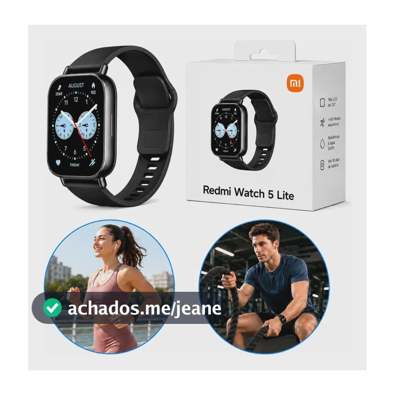 Relógio Smartwatch Redmi Watch 5 Active Lite Xiaomi Preto Prateado