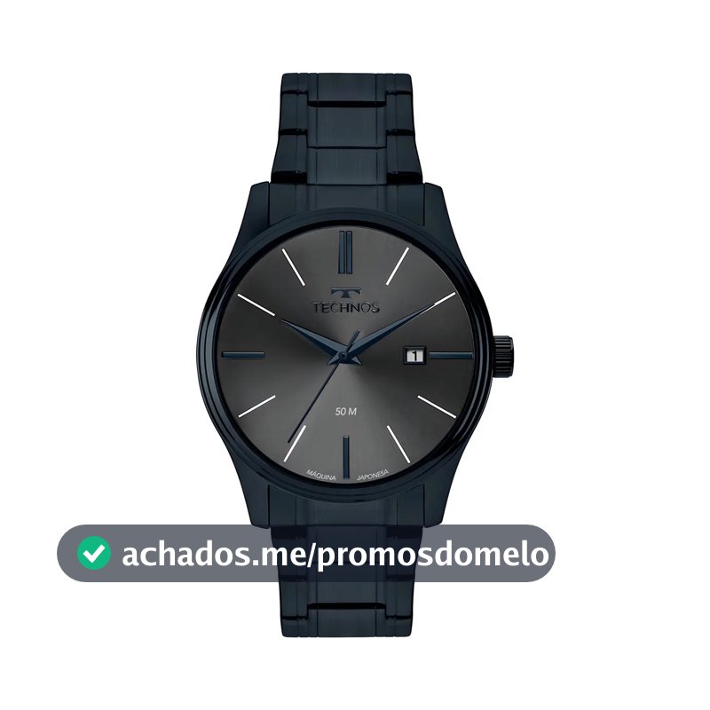 Relógio Technos Masculino Steel Azul - 2115ubt/1f Bisel Cinza
