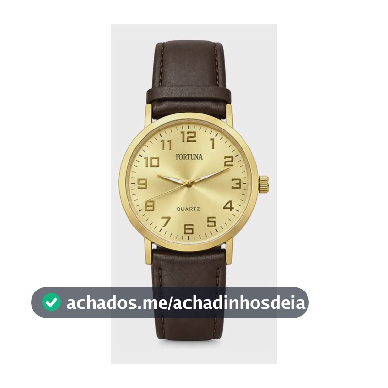 Relógio De Pulso Masculino Minimalista Old Money Fortuna Marrom Cx Dourada