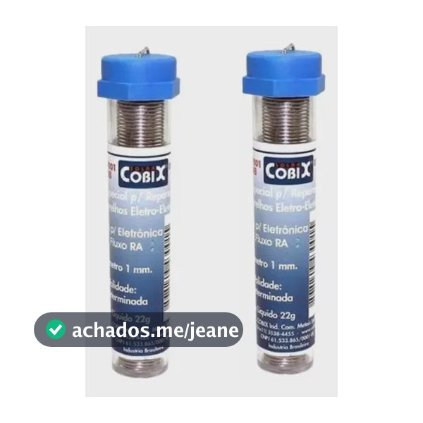 Kit 2 Tubo Solda Estanho 1mm 63x37 22g C/ Fluxo - Cobix
