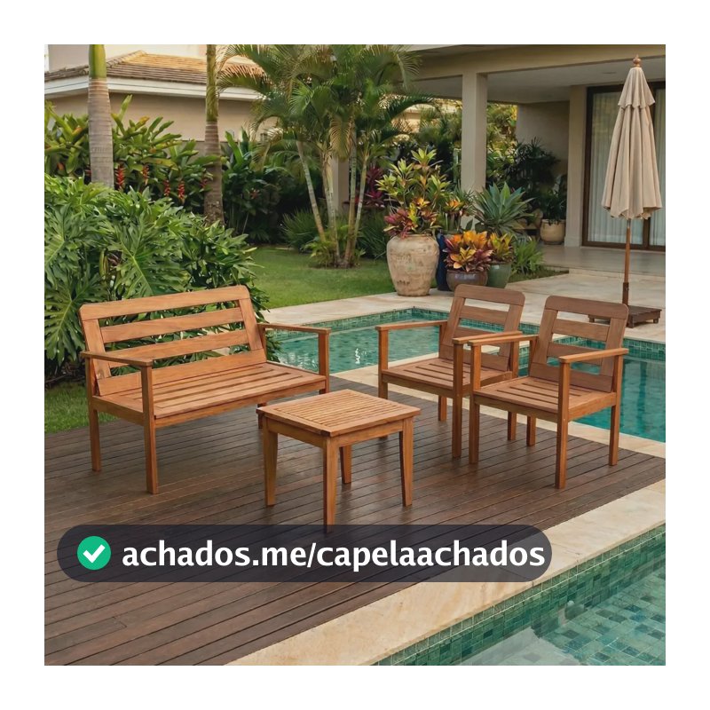 Conjunto Yescasa Jardim 1 Sofá 2 Poltronas E Mesa Madeira