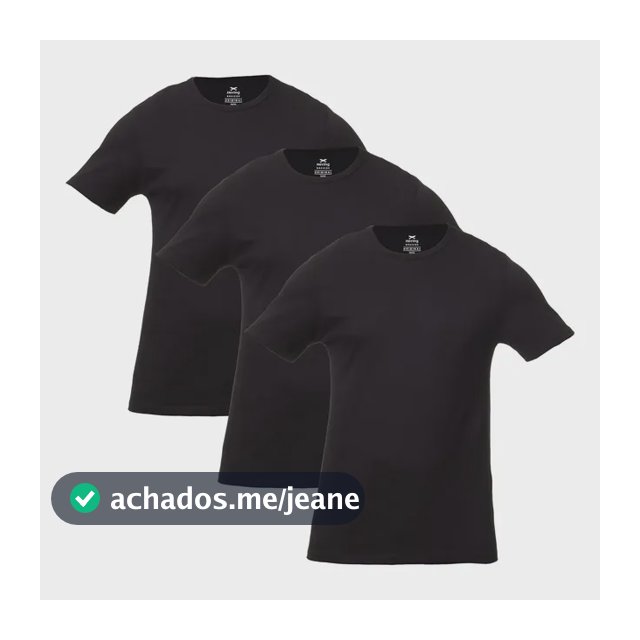 Kit Com 3 Camisetas Masculinas Básicas Slim Cor Preto Hering Preto Liso M