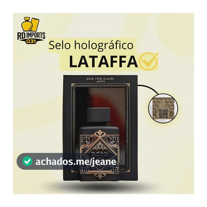 Perfume Árabe Badee Al Oud Oud For Glory Lattafa 100ml Eau De Parfum Oriental Amadeirado- Original