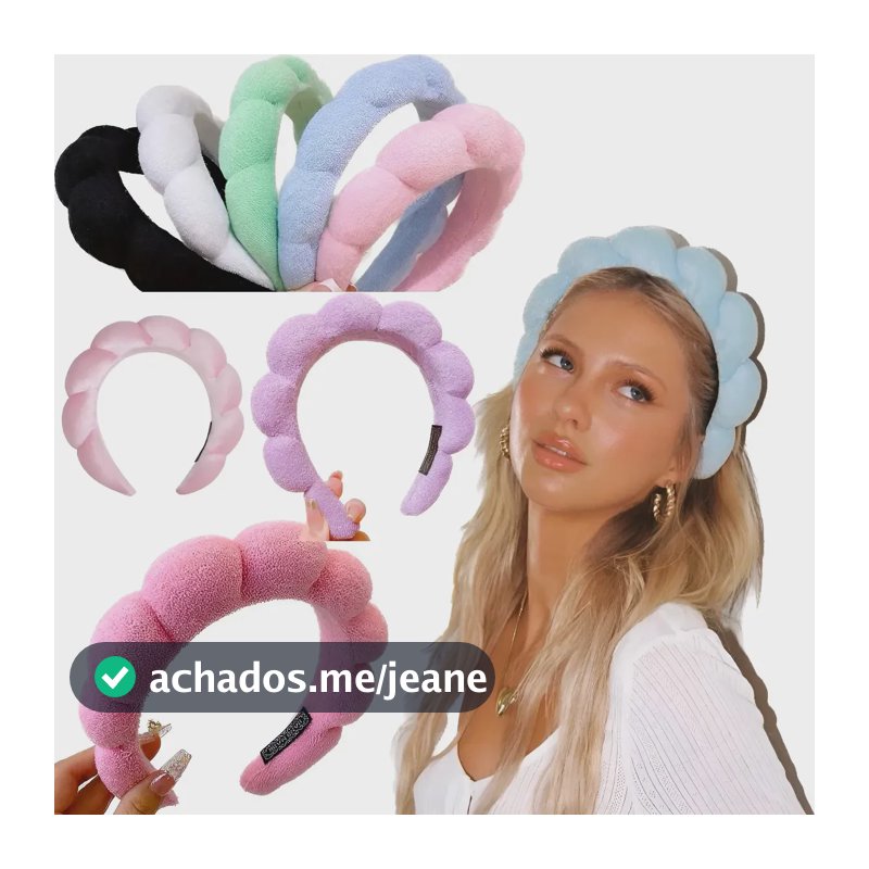 Tiara Nuvem Para Skincare Maquiagem Faixa De Cabelo Cor Preto