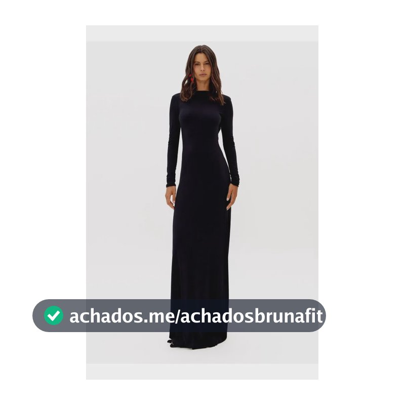 Vestido Longo De Malha Com Metal Preto M