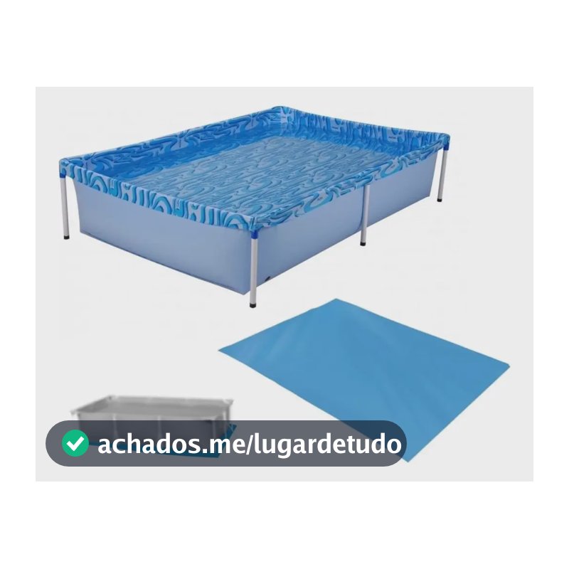 Kit Piscina Retangular 1000 Litros + Forro Cor Azul