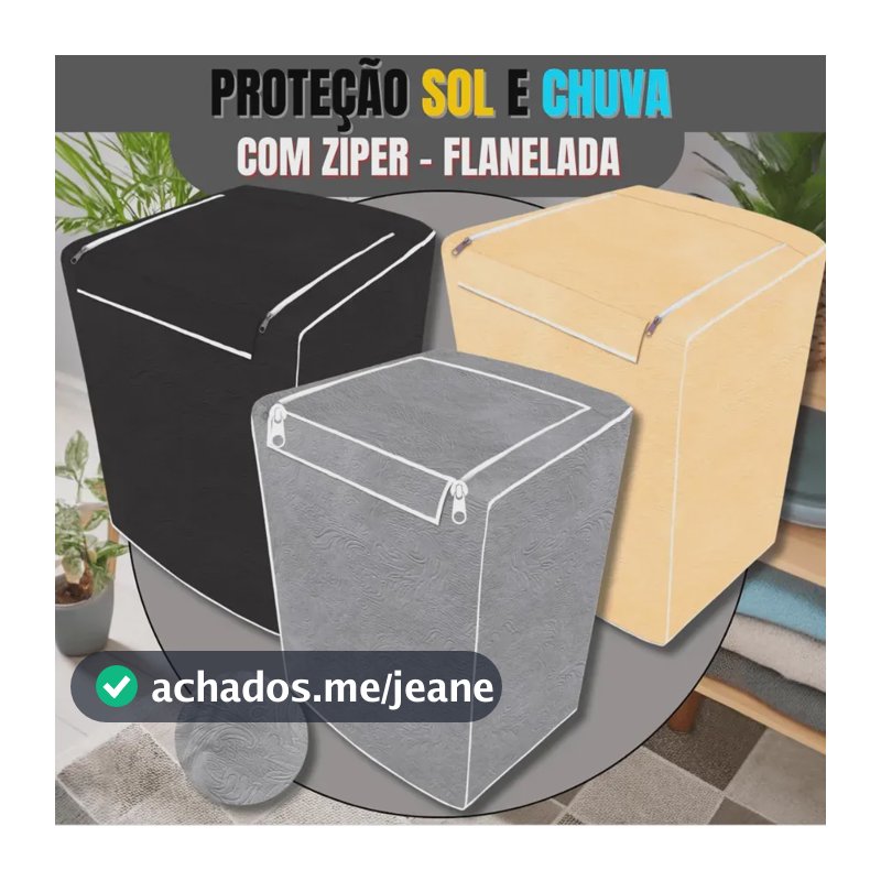 Capa Máquina Lavar Roupas Com Ziper Cinza Tamanho M 10kg 11kg 11,5kg 12kg Zeroaum