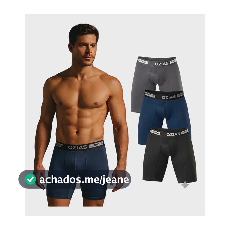 Kit 3 Cuecas Longleg Microfibra Anti Assadura Esportes Preto.azul.cinza Long Leg Microfribra G