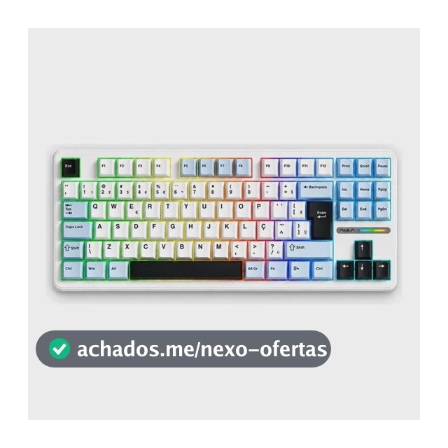 Teclado Mecânico Aula F87 Branco RGB Sem Fio Tri Mode Bluetooth 2.4GHz USB-C
