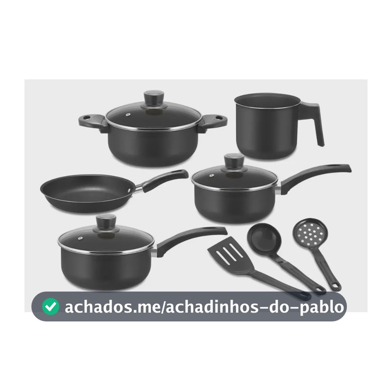 Jogo De Panela Com Frigideira + Leiteira + Espátulas Cor Preto