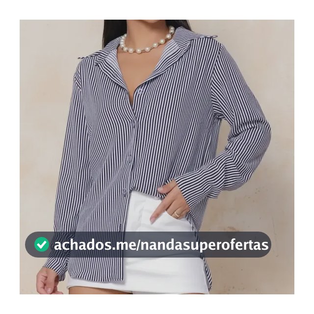 Camisa Social Feminina Clássica Listrada C/ Botões Tendência