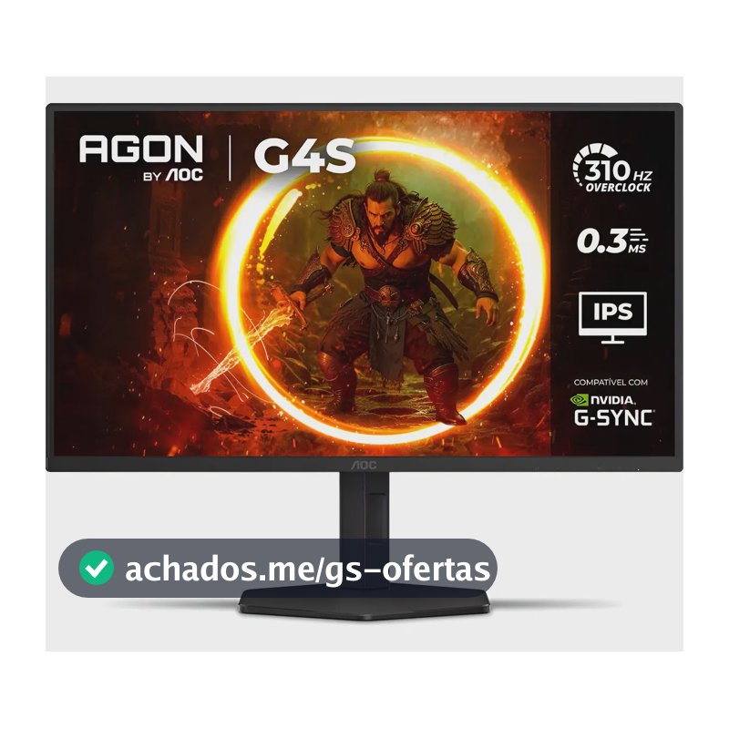 Monitor Gamer AOC AGON G4S 25" 310Hz 0.3ms HDR400 IPS Base Ajustável 25G4S/P Preto