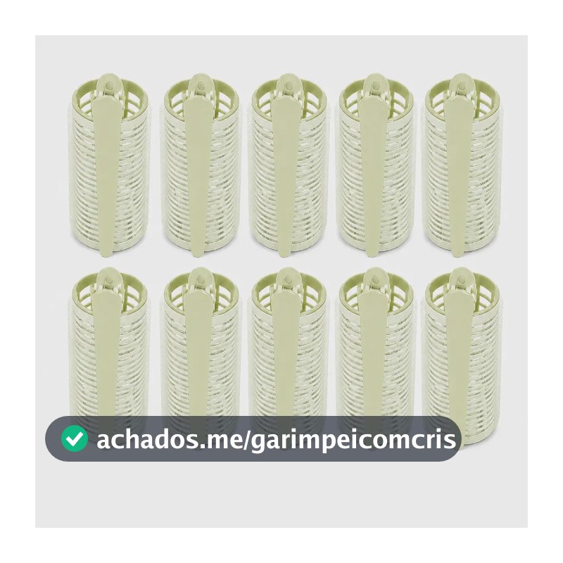 Kit Bobs com Velcro médio + clips Prisilha bico de pato ondulador Modelador cachos franja autocolante Para Cabelo 10 unidades Verde