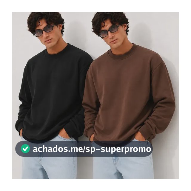 Kit 2 Moletom Careca Masculino Sem Estampa Lisa Básico