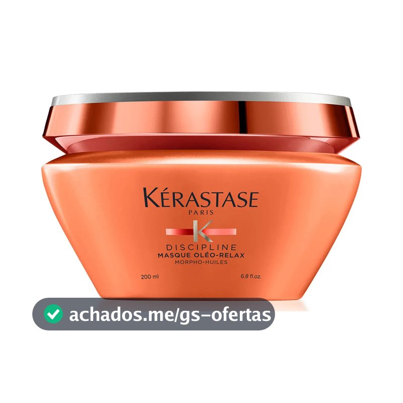 Máscara Capilar de Hidratação Intensa Anti-Frizz com Proteção Térmica até 230ºC para Cabelos Secos e Indisciplinados, Discipline Oléo-Relax, Kérastase 200ml