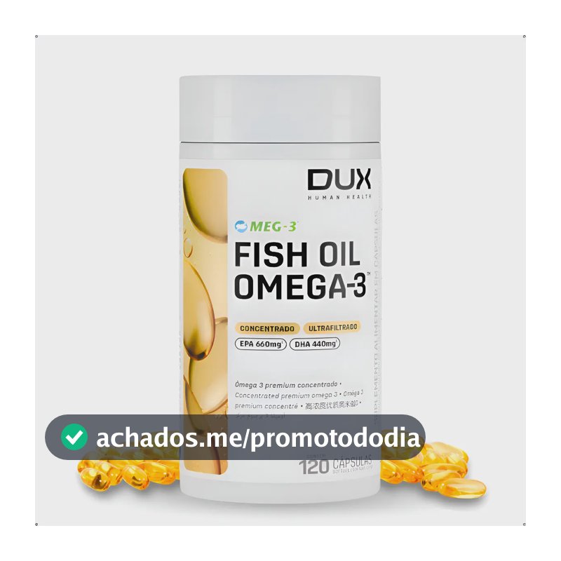 Fish Oil Omega 3 Dux Concentrado 120 Caps Bom Para Memória Sem Sabor