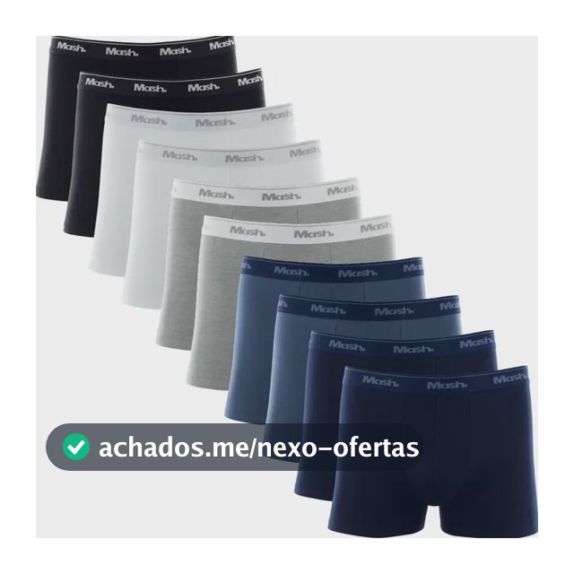 Kit 10 Cuecas Boxer Algodão Mash Box Masculina Adulto