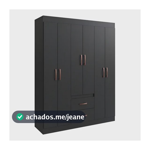 Guarda Roupa Solteiro 6 Portas 2 Gavetas Sidney Doripel Cor Preto