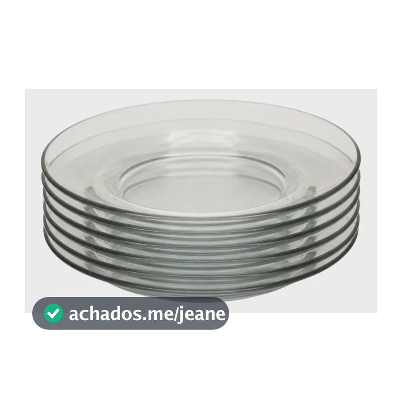 Jogo De Pratos Fundos Kit 6 Peças Em Vidro Almoço E Jantar