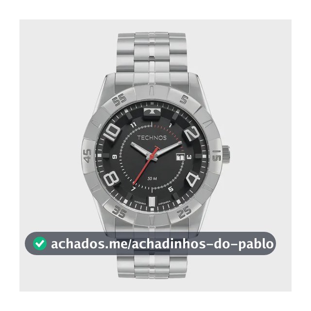 Relógio Technos Racer Masculino Prateado Analógico Quartzo 50M Fundo Preto