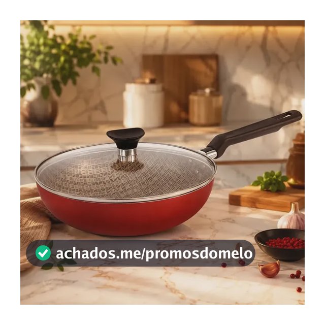Frigideira Antiaderente Tramontina Loreto Vermelha com Tampa 2,2L