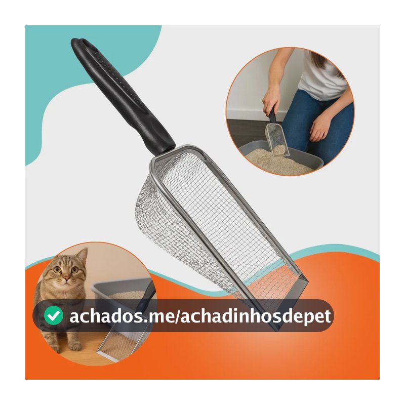 Pazinha Higiênica Coletora Pá Caixa Areia Gatos Inox Peneira Prateado Boa Dica