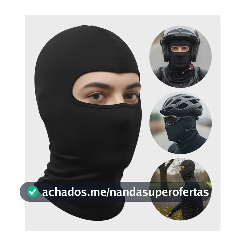 Touca Balaclava Premium Luxo Unissex Preto Proteção Uv50+ Preto Liso Único