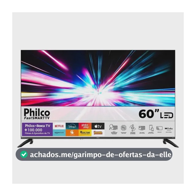 Smart TV Philco 60" P60VIK 4K UHD LED Roku Dolby Audio Wi-Fi HDR10