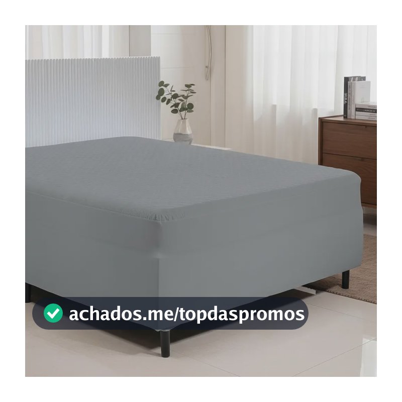 Capa Colchao Impermeavel Matelado Casal Box Padrao Cinza Cinza Quadradinho Casal