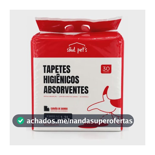 Tapete Higiênico 60x80cm Carvão Ativado Com 30un Soul Pets Cinza