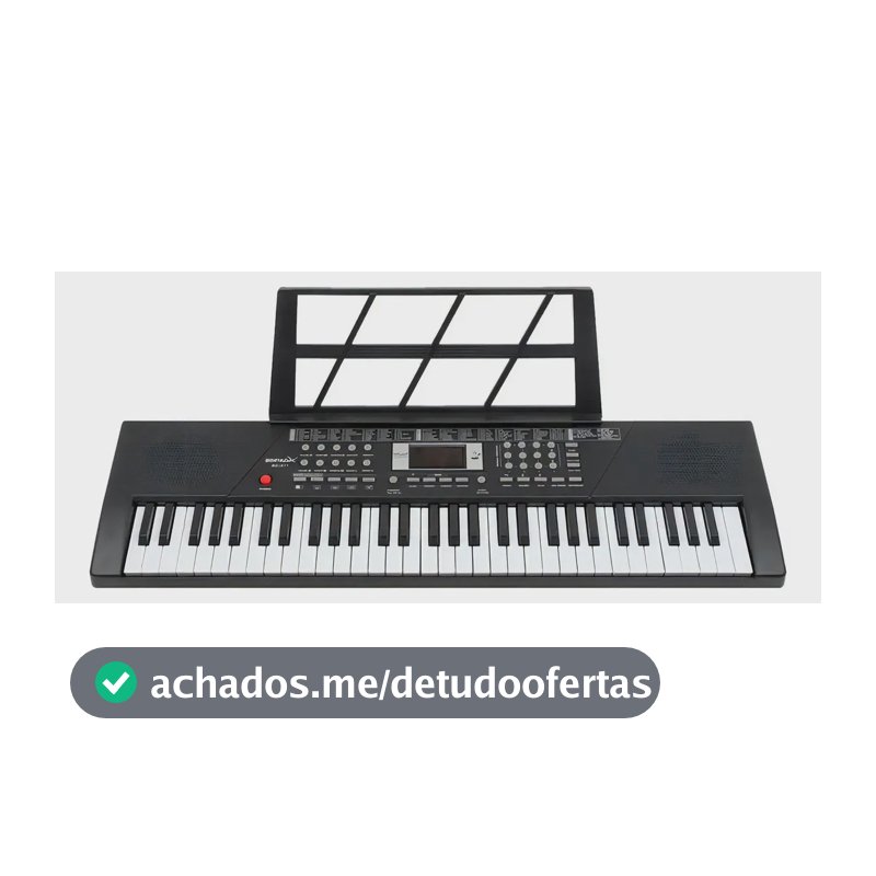Teclado Musical Iniciante Piano Eletronico 61 Teclas Cor Preto